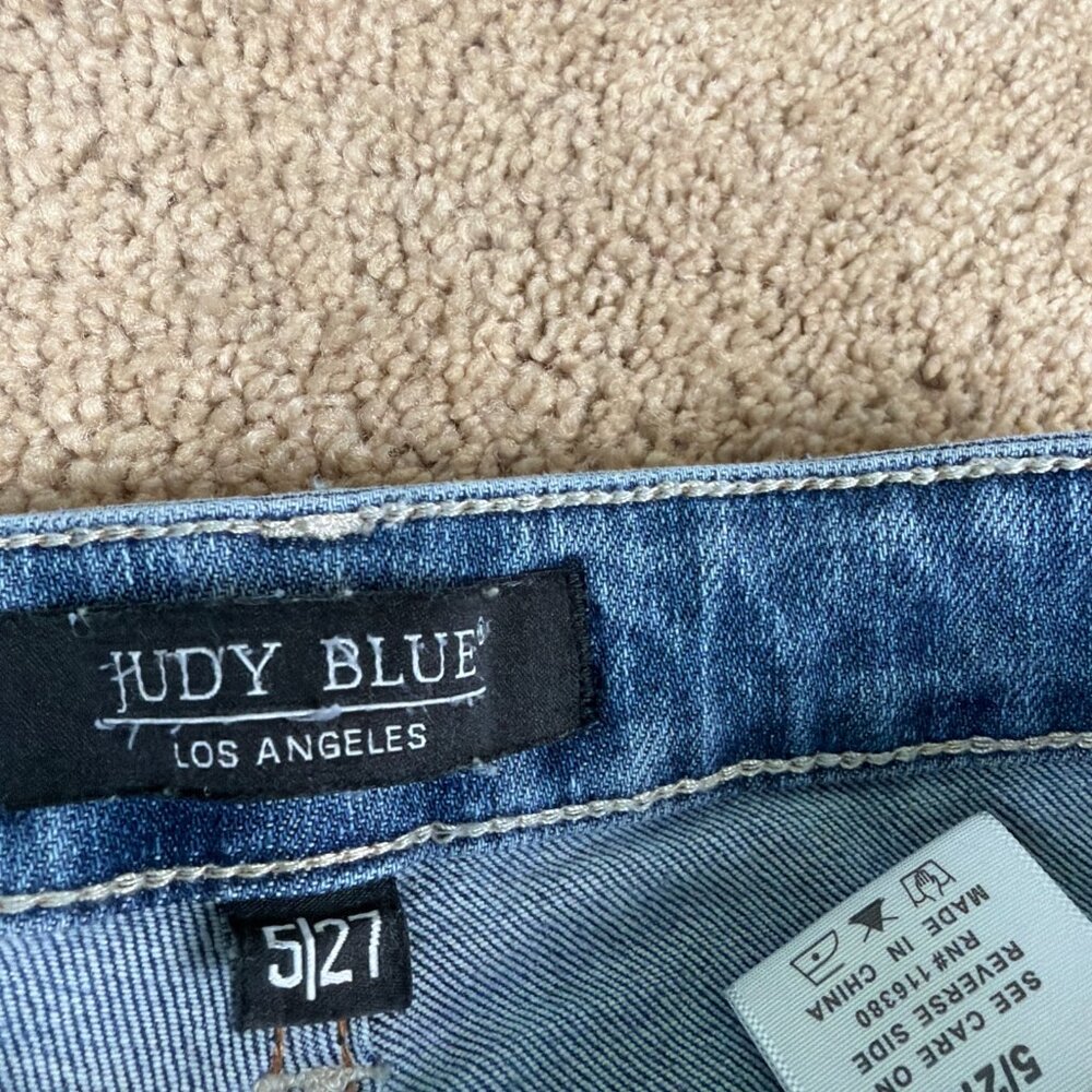 Judy Blue Jeans Womens 5/27 Blue Austin Tummy Control High Rise Ripped Knee - Picture 5 of 11